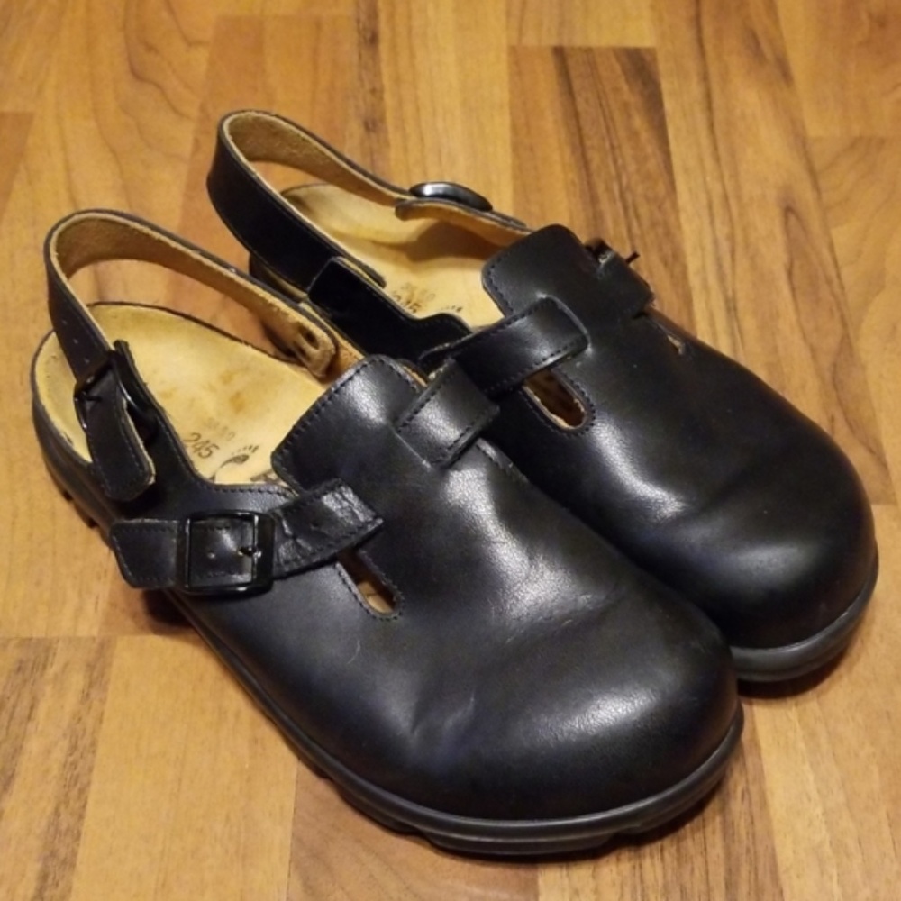 Birkenstock Alpro Black Leather Clogs